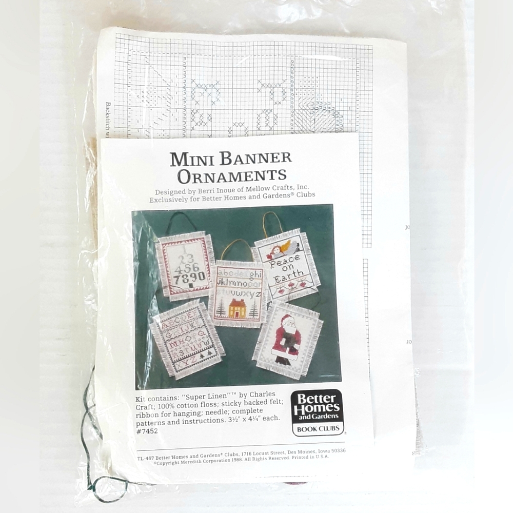Christmas Cross-stitch Kit Mini Banner Ornaments Embroidery Sewing Holiday Craft